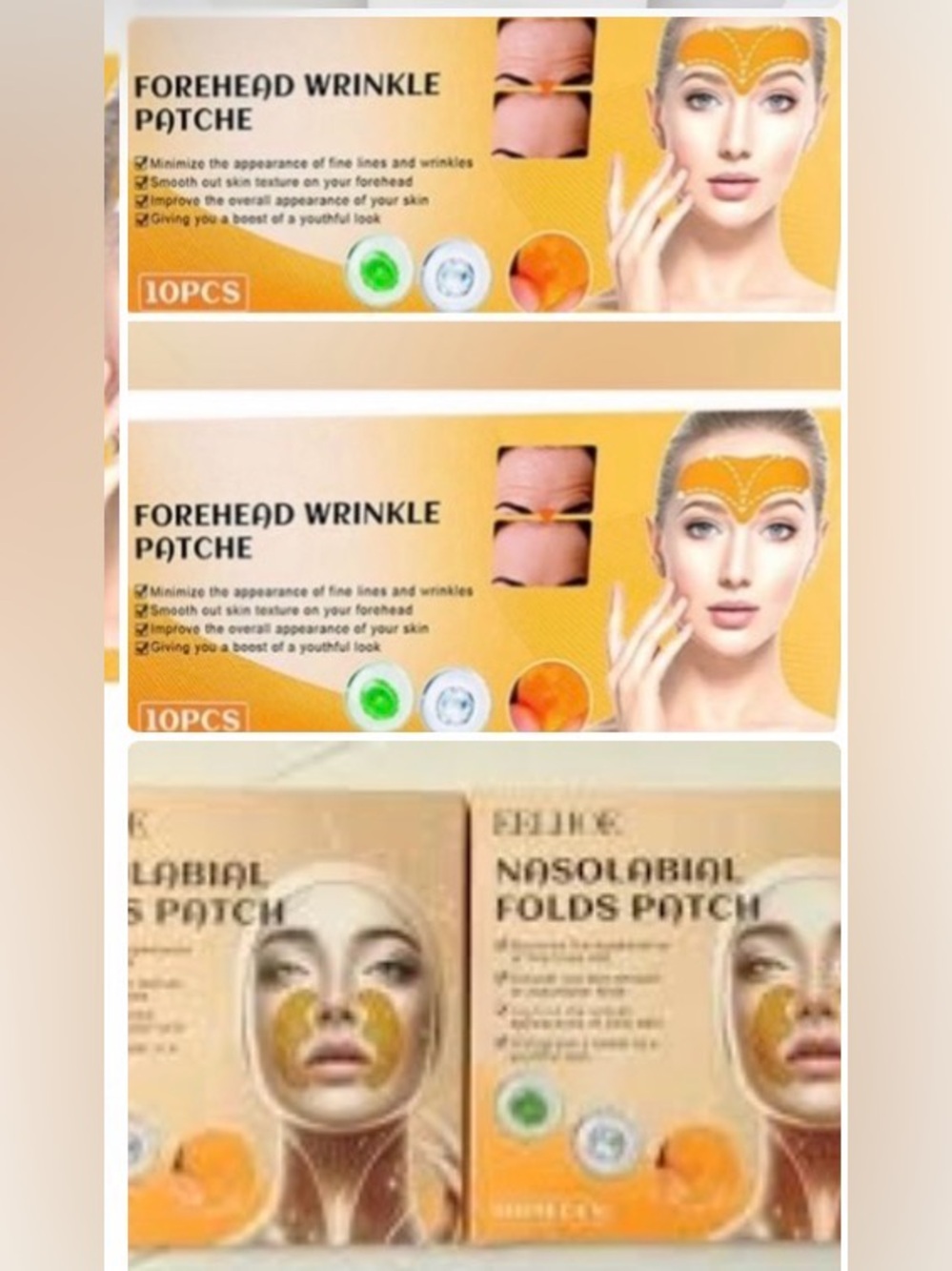 Ellhoe Wrinkle Patches - Women Skincare 2 Forehead & 2 Nasol Fold Patches.